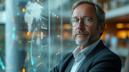 Business Visionary Overlooking Financial District