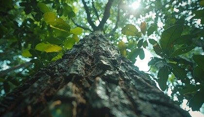 Fototapeta premium Carbon Credit Opportunity, Tropical Forest Canopy, Nature's Oxygen Source