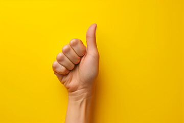 Thumb Up on Yellow Background