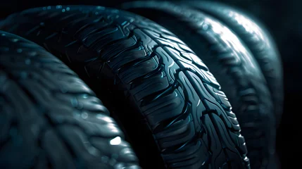 Foto auf Acrylglas Tyre profile background, tire profile, rubber, wheel, car wallpaper © Markus
