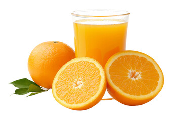 Fresh Orange Juice Isolated on a Transparent Background.