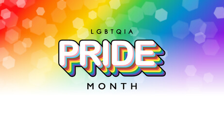 LGBTQIA Pride with Progression Pride Flag Colours. Rainbow Gradient with Bokeh. Vector illustration for web ads, banner and Background