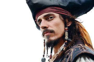 Closeup of a Pirate Isolated on a Transparent Background.