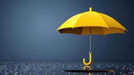 Rainy weather concept  umbrella sheltering from water droplets with space for text - obrazy, fototapety, plakaty