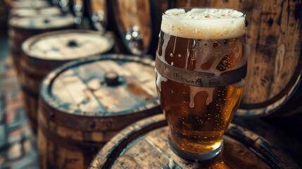 Artisanal craft beer production in rustic countryside barn setting for local promotion