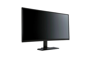 Black Thin Monitor Isolated on a Transparent Background.