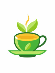 A cup of tea on a simple white background.