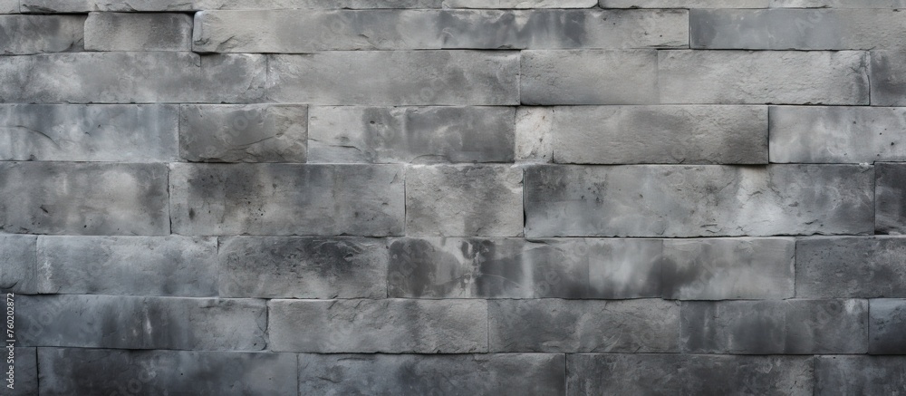Poster a close up of a grey monochrome brick wall showcasing the rectangular pattern of bricks. the texture