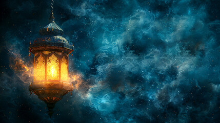 Vintage islamic lantern in the night