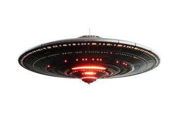 Vintage UFO Isolated on a Transparent Background.