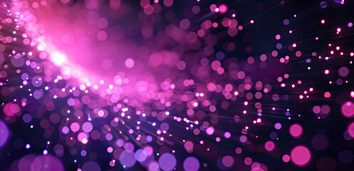 Background of Purple Glowing abstract waving particle technology moving dots flow design
