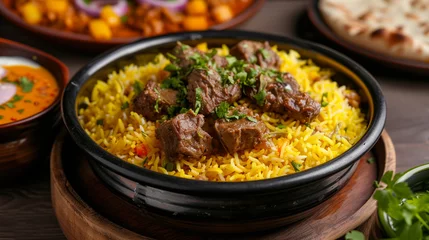 Foto op Plexiglas A set of Lamb Mandy Rice, a kind of Arabian main cours. Generative Ai © we3_food