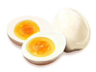 ゆで卵（1個と断面）