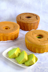 various chiffon cake on the table
