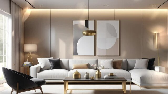 3D rendering. Living room interior design model 