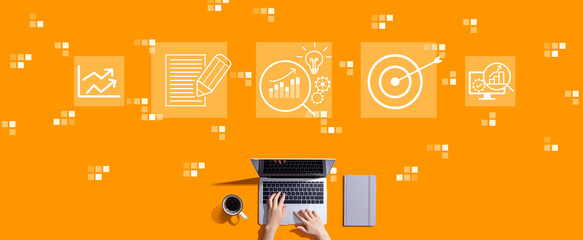 Data Analysis concept with person working with a laptop