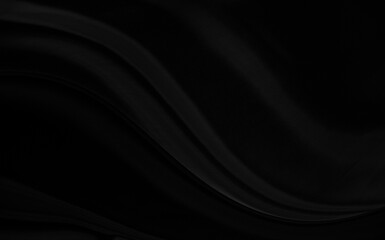 Black gray satin dark fabric texture luxurious shiny that is abstract silk cloth background with patterns soft waves blur beautiful.