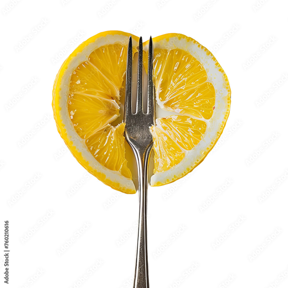 Sticker lemon slice on fork