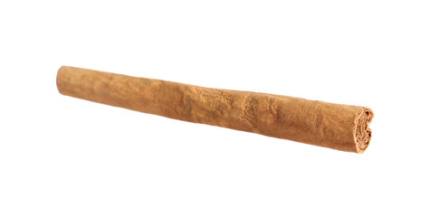 One aromatic cinnamon stick isolated on white