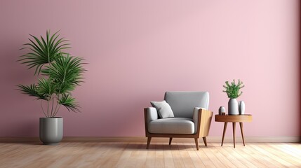 Serene Corner: Cozy Chair and Lush Plant Set an Inviting Vibe in a Tranquil Room