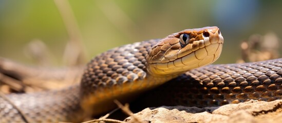 Fototapeta premium Majestic Snake Relaxing on the Ground in its Natural Habitat