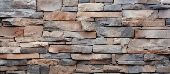 Rustic Old Stone Wall Crafted with Earthy Brown and Dark Black Stones