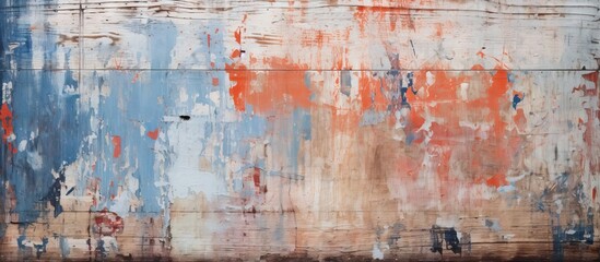 Vibrant Abstract Painting in Red, White, and Blue Hues with Dynamic Brush Strokes