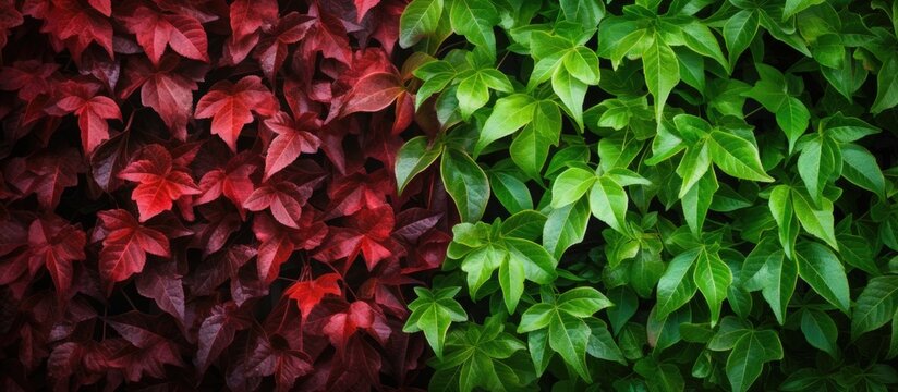 Vibrant Green and Red Ivy Leaves Pattern for Natural Background Design