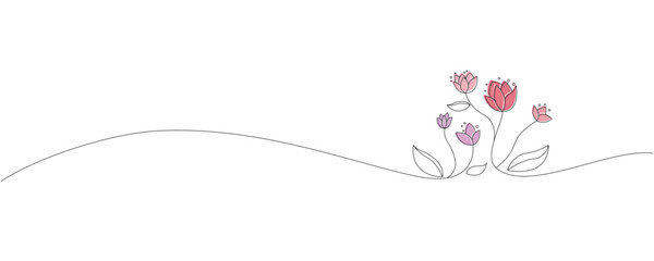 Hand drawn simple beautiful flower illustration. Flower line icons. Vector illustration.