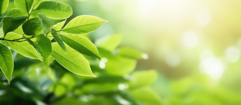 Vibrant Green Leaves Illuminated by Sunlight in a Peaceful Garden Oasis