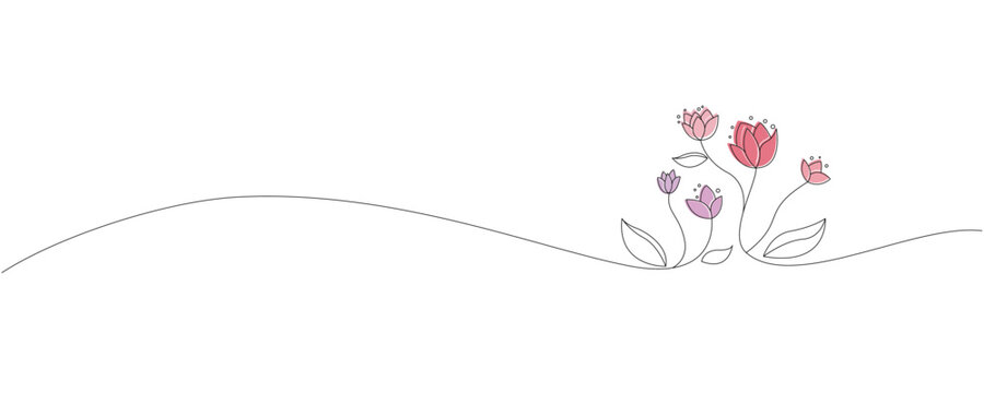 Hand drawn simple beautiful flower illustration. Flower line icons. Vector illustration.