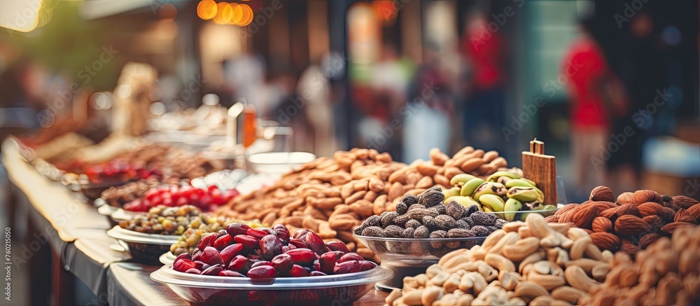 Aufkleber abundance of assorted nuts displayed on a rustic wooden table