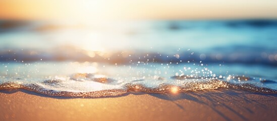 Golden Sunlight Piercing Through Majestic Ocean Waves on a Sunny Beach Day