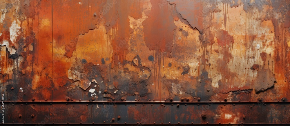 Aufkleber weathered rusty metal surface texture with grungy rust layers for abstract background design