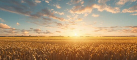 Golden Wheat Field Glows in the Warm Sunset Light - Powered by Adobe