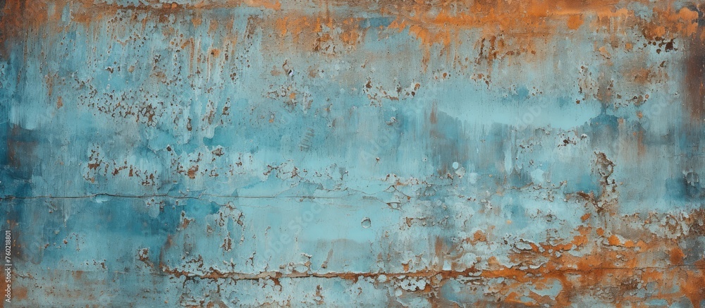 Poster dynamic abstract artwork in rust and blue tones with evocative texture and movement