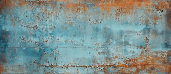 Dynamic Abstract Artwork in Rust and Blue Tones with Evocative Texture and Movement