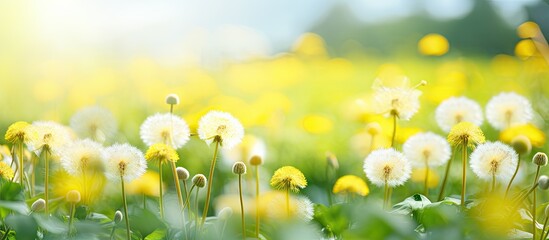 Vibrant Dandelion Flowers Basking in the Warmth of the Sunlight