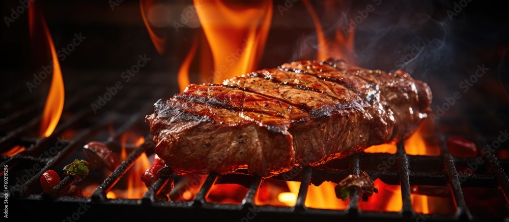 Canvas Prints Juicy Steak Sizzling on the Grill with Delicious Flavors Bursting Out