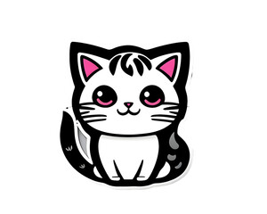 Cute cat sticker isolated on a white background png