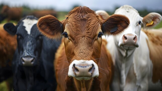 Close up of a group of cows (cattle)
