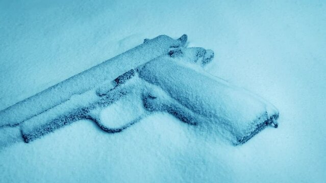 Police Photograph Gun Dropped In The Snow
