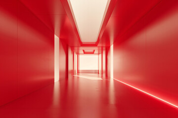 Abstract architectural background interior 3d rendering, red minimalist three-dimensional scene illustration