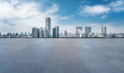 Expansive Urban Skyline with Empty Foreground