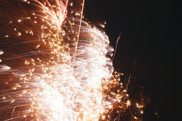 Long exposure of a fantastic fireworks display at night