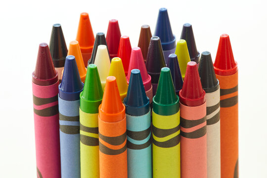 Colorful Crayola crayons in multi colors ready for drawing and creativity by children and adults