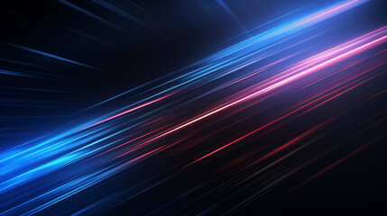 Lights and stripes moving fast on dark background, futuristic technology colorful background