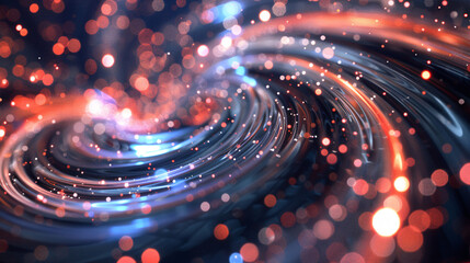 Futuristic technology lines vortex background, abstract twisted particle lines space - obrazy, fototapety, plakaty