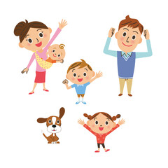 空を見上げる仲良し家族 