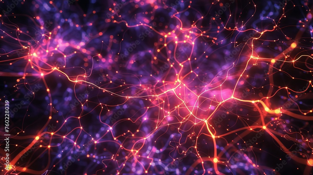 Poster interconnected nodes pulsate with life, their glowing pathways a map of the digital universe, vector